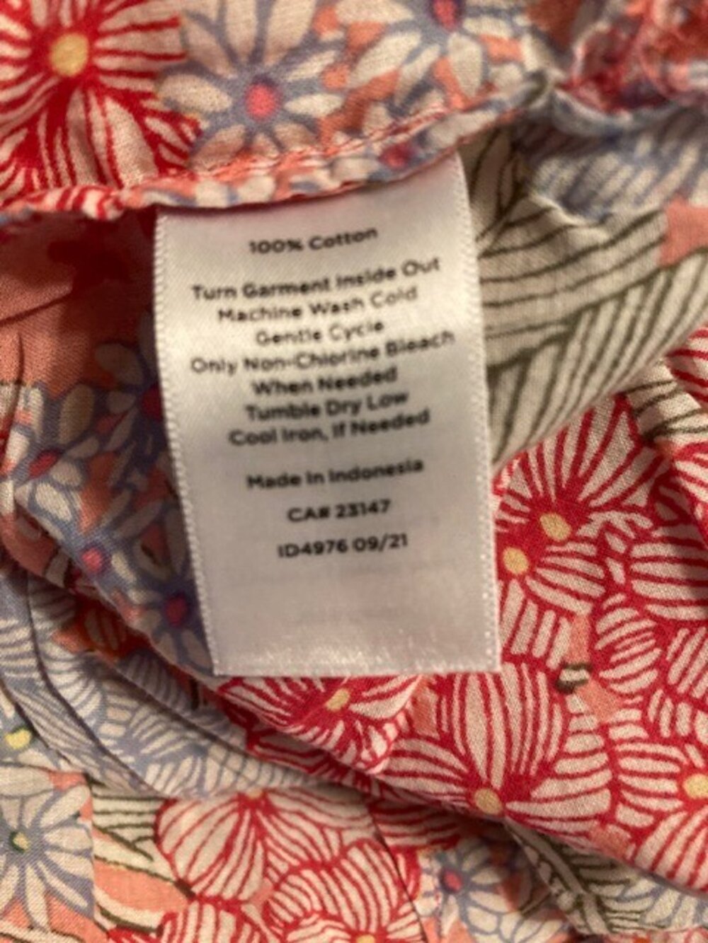 Talbots Very Lightweight Cotton Sleeveless Pink Patterned Top Size 2X - Picture 7 of 7